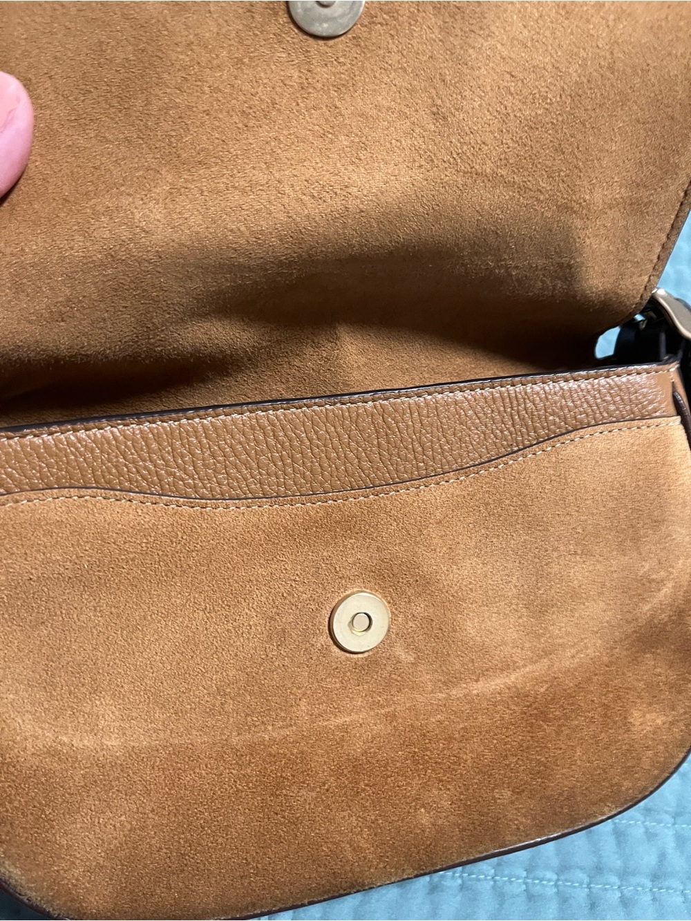 Coach Two-Tone Cream and Tan Suede & Leather Crossbody - Picture 14 of 16